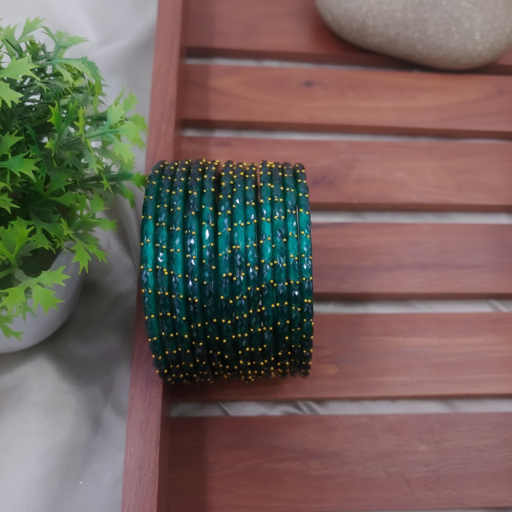 Raindrop Glass Bangles – Set of 12 Bangles (With / Without Ghungru)
