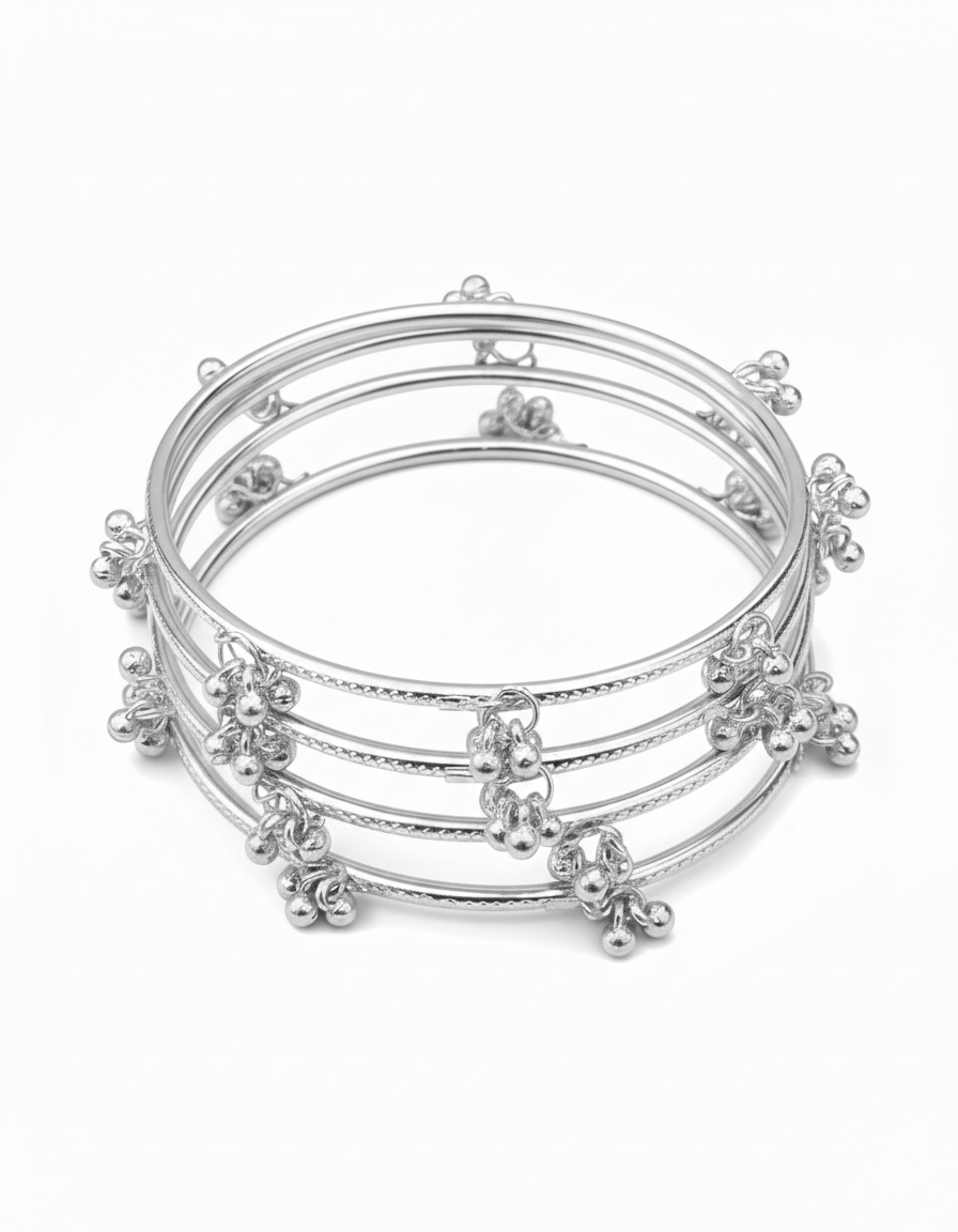 Raindrop Glass Bangles – Set of 12 Bangles (With / Without Ghungru)