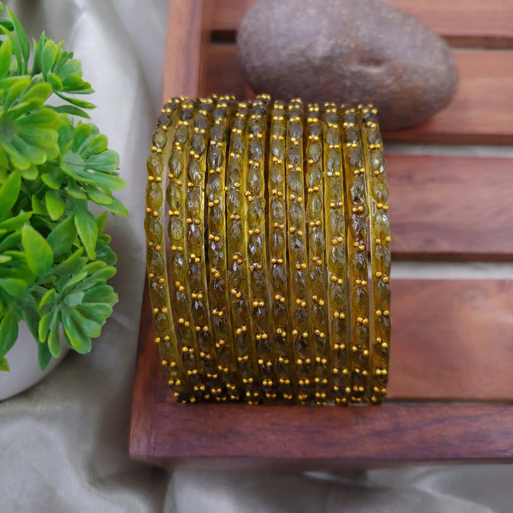 Raindrop Glass Bangles – Set of 12 Bangles (With / Without Ghungru)