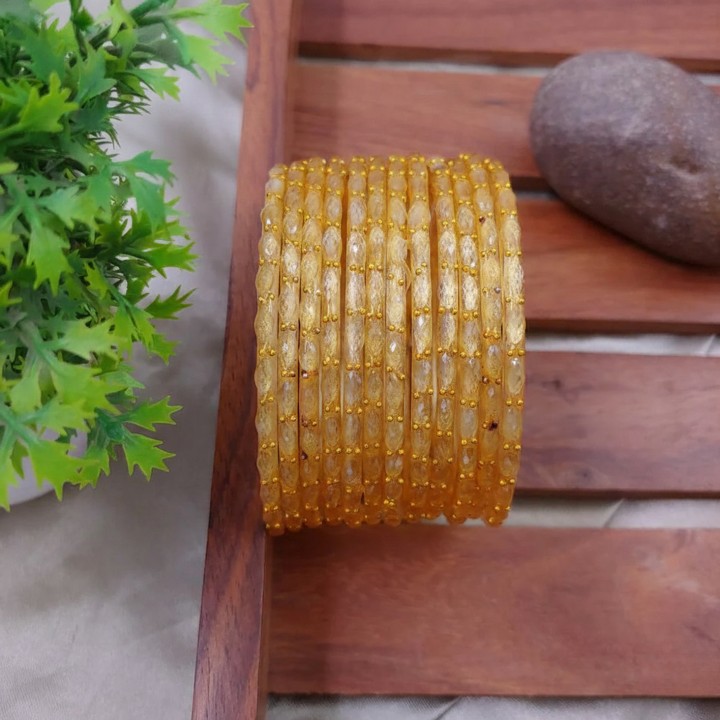 Raindrop Glass Bangles – Set of 12 Bangles (With / Without Ghungru)