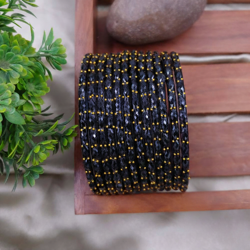 Raindrop Glass Bangles – Set of 12 Bangles (With / Without Ghungru)