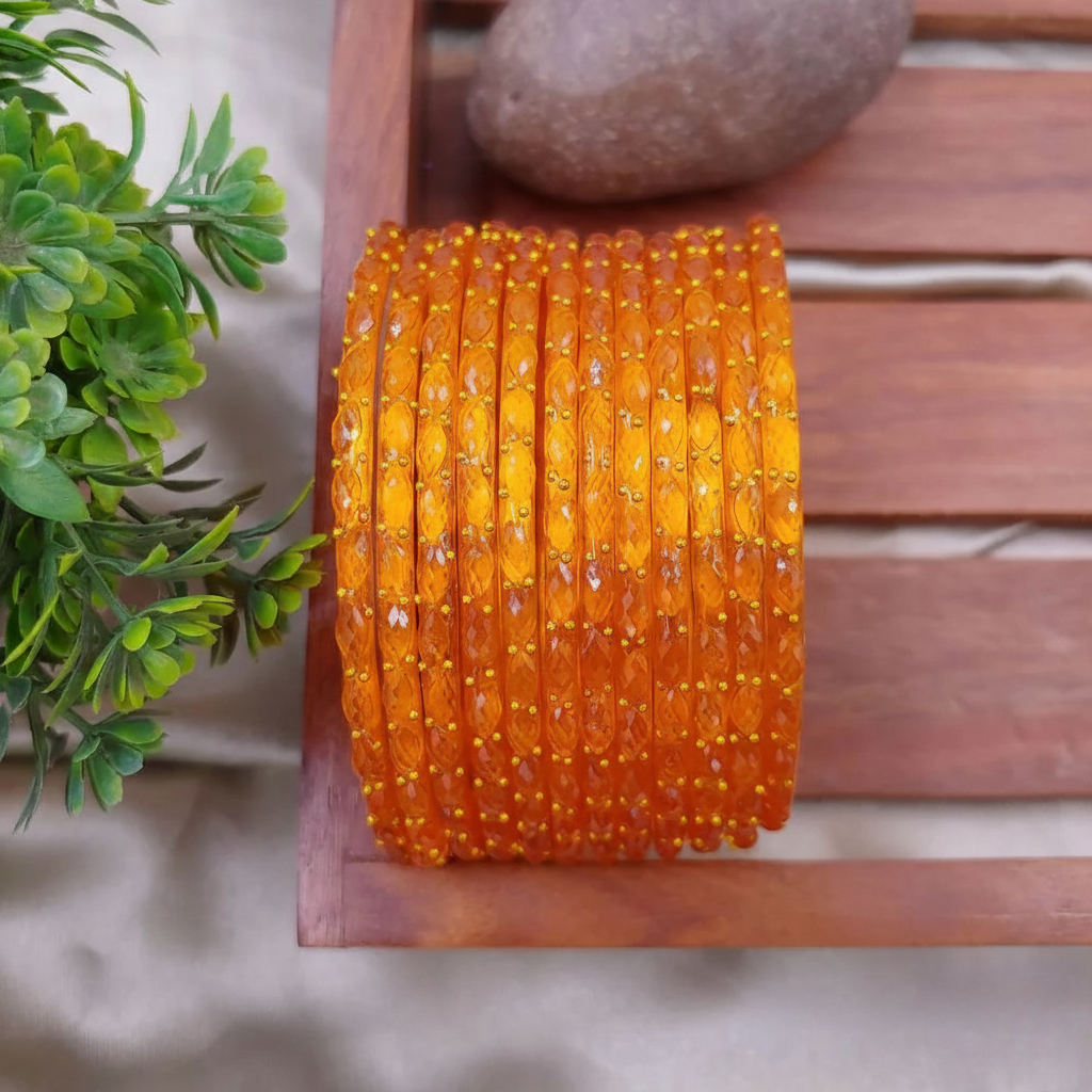 Raindrop Glass Bangles – Set of 12 Bangles (With / Without Ghungru)