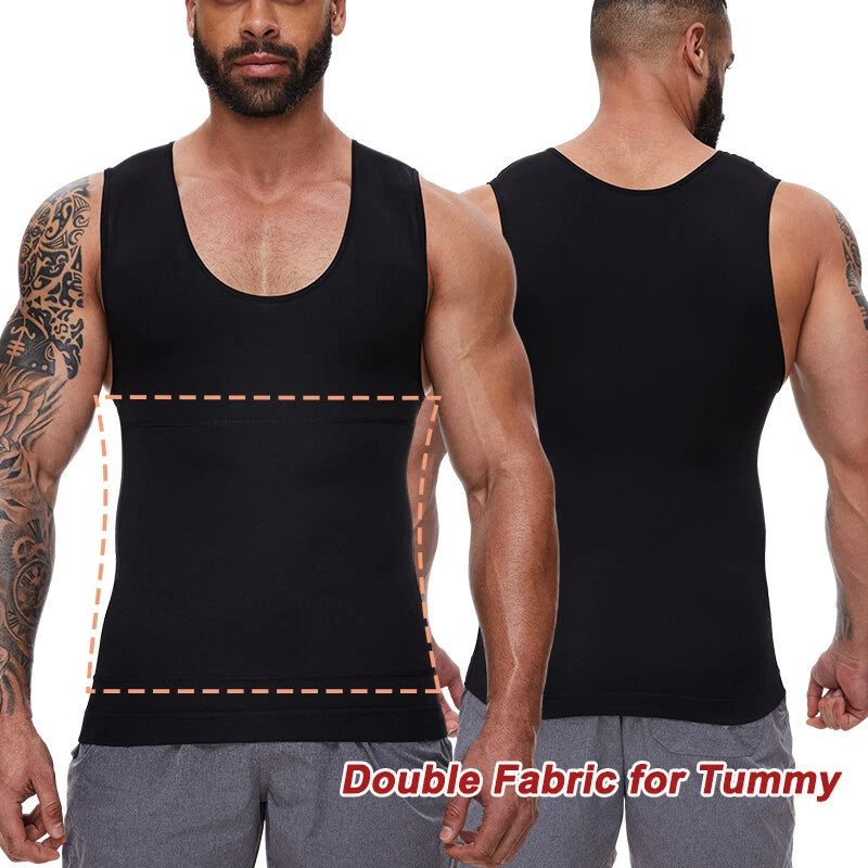 Mens Compression Shirt Slimming Body Shaper Vest