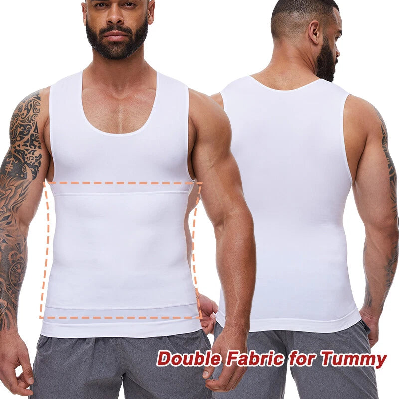 Mens Compression Shirt Slimming Body Shaper Vest